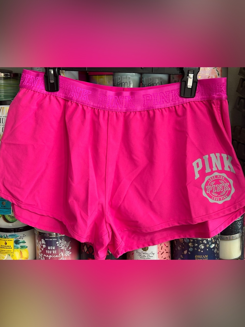 PINK Victoria's Secret Neon Pink Athletic Shorts with Logo
